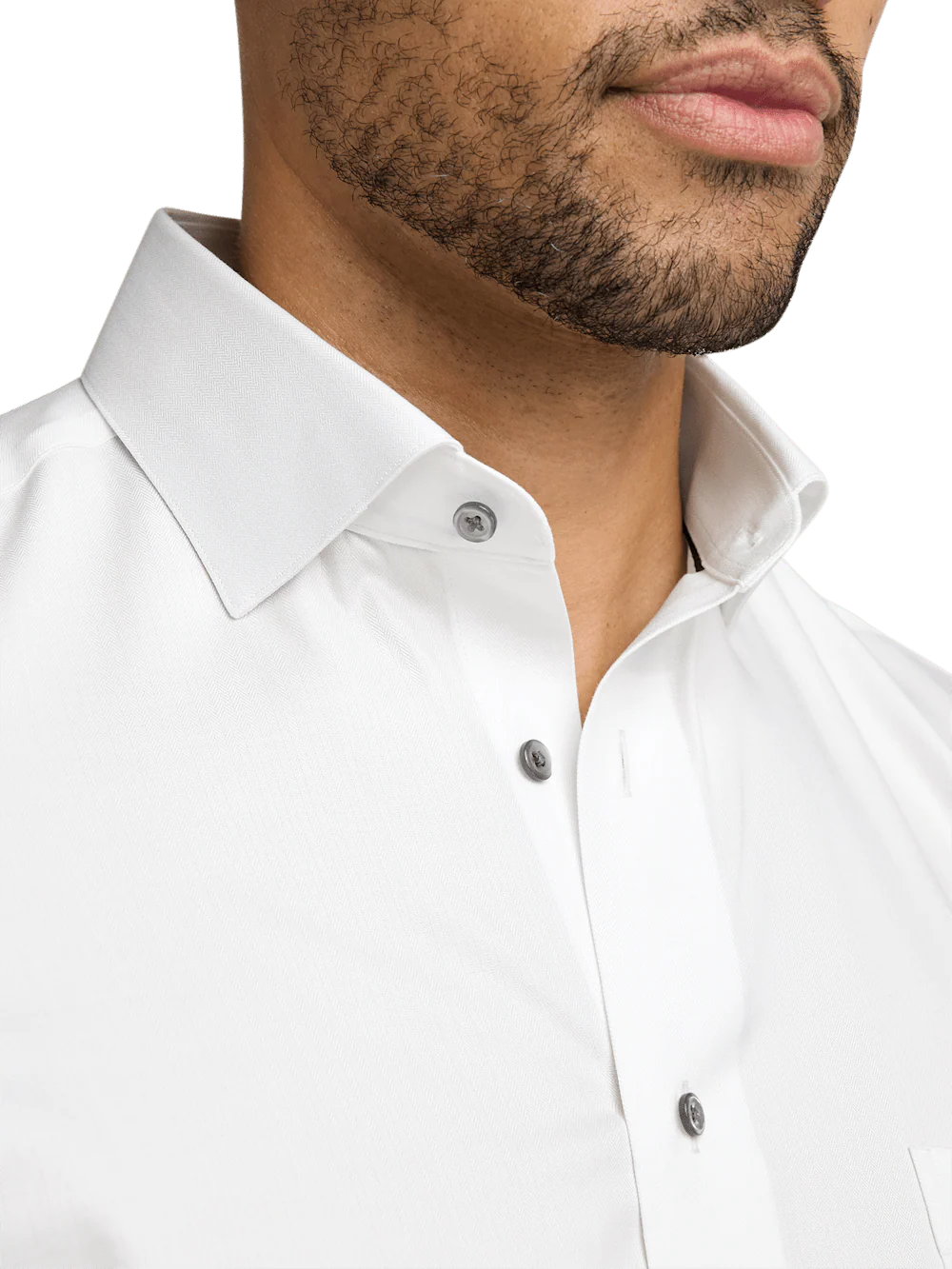 Comfort Stretch Non-Iron Herringbone Dress Shirt - White/black - Image 3