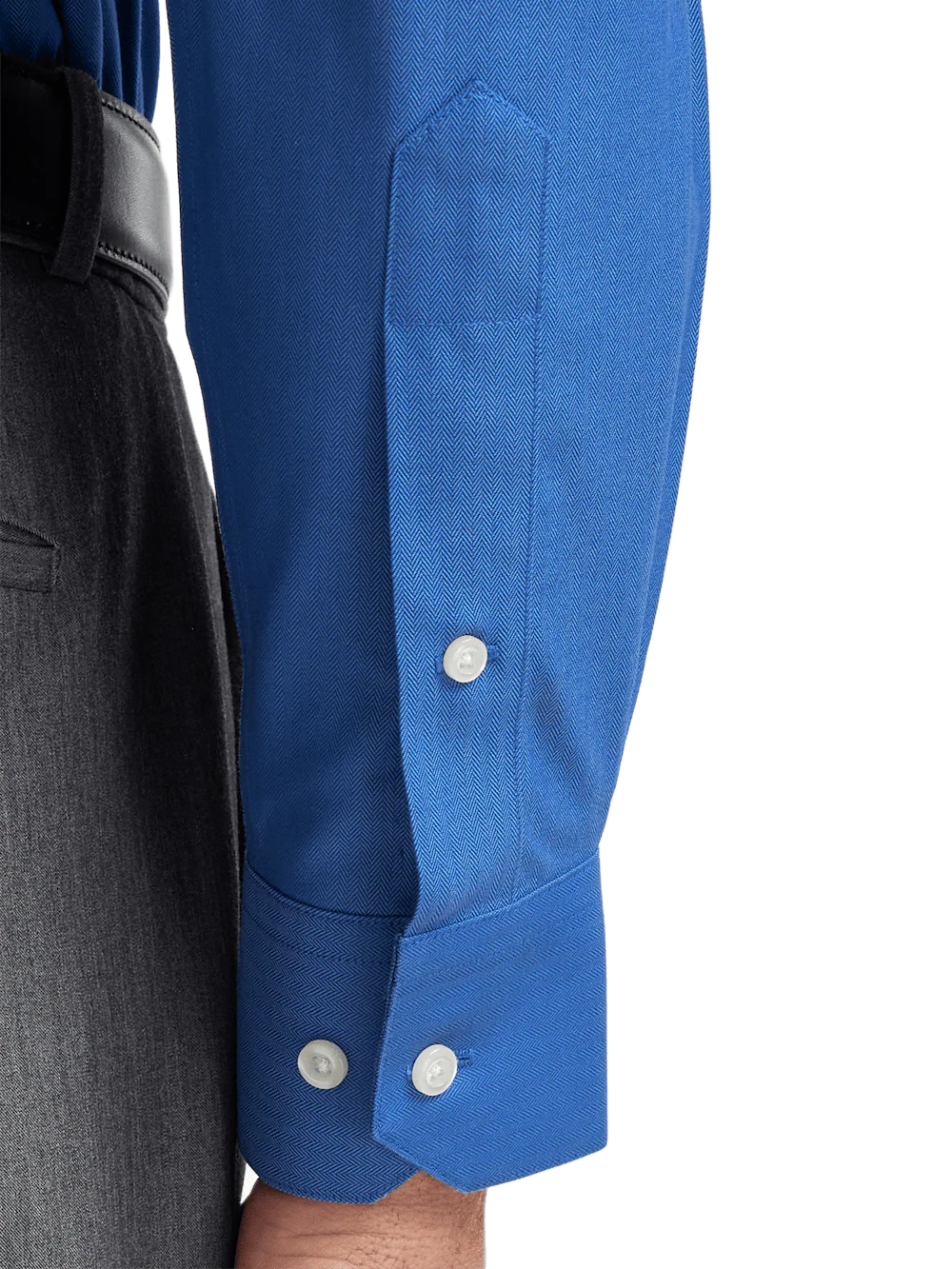 Comfort Stretch Non-Iron Herringbone Dress Shirt - Cobalt - Image 4