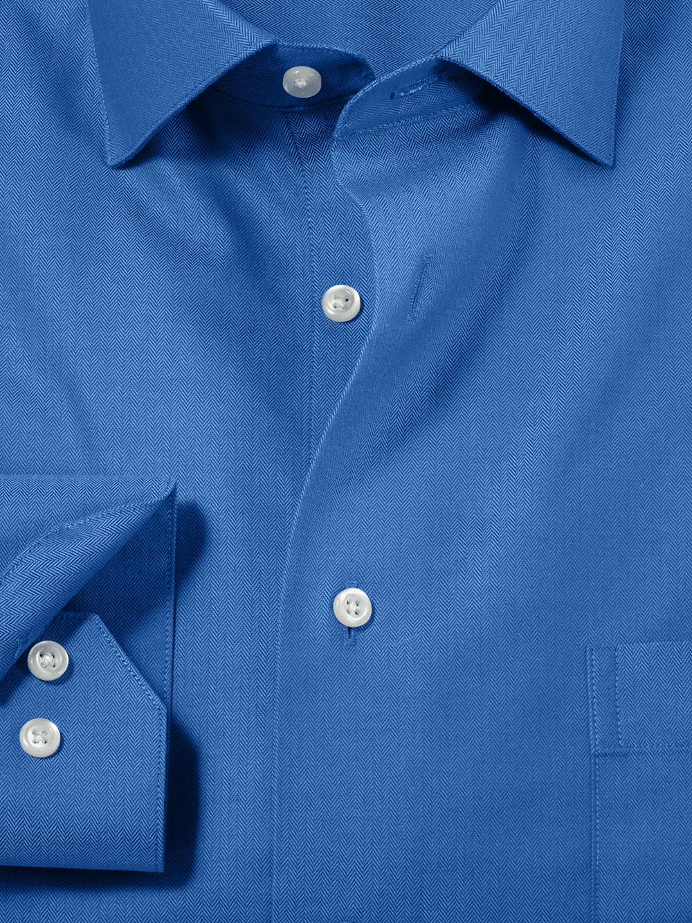 Comfort Stretch Non-Iron Herringbone Dress Shirt - Cobalt - Image 6