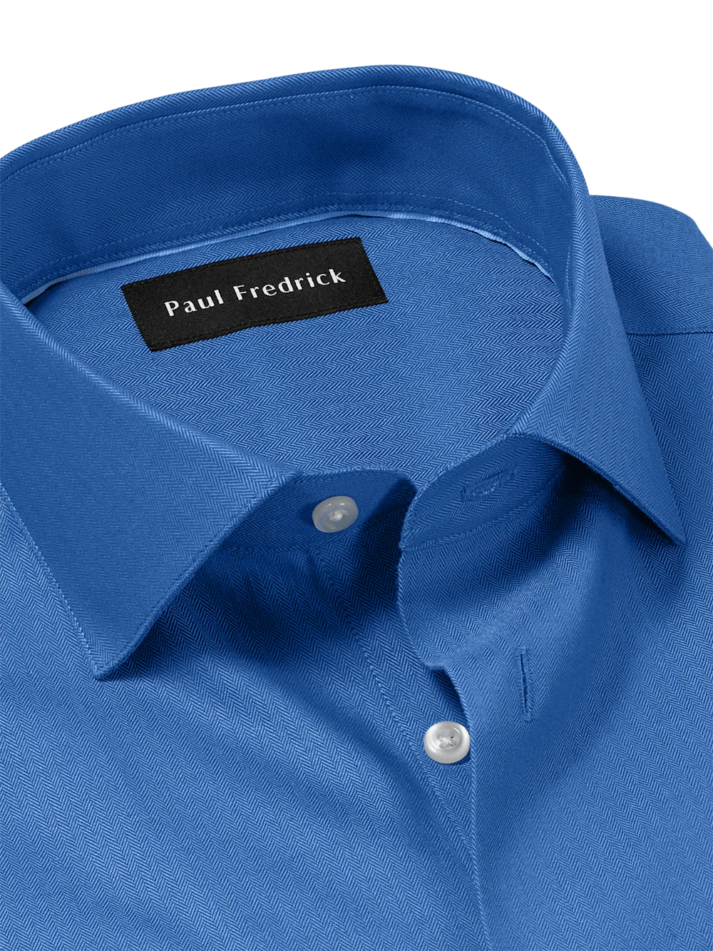 Comfort Stretch Non-Iron Herringbone Dress Shirt - Cobalt - Image 7