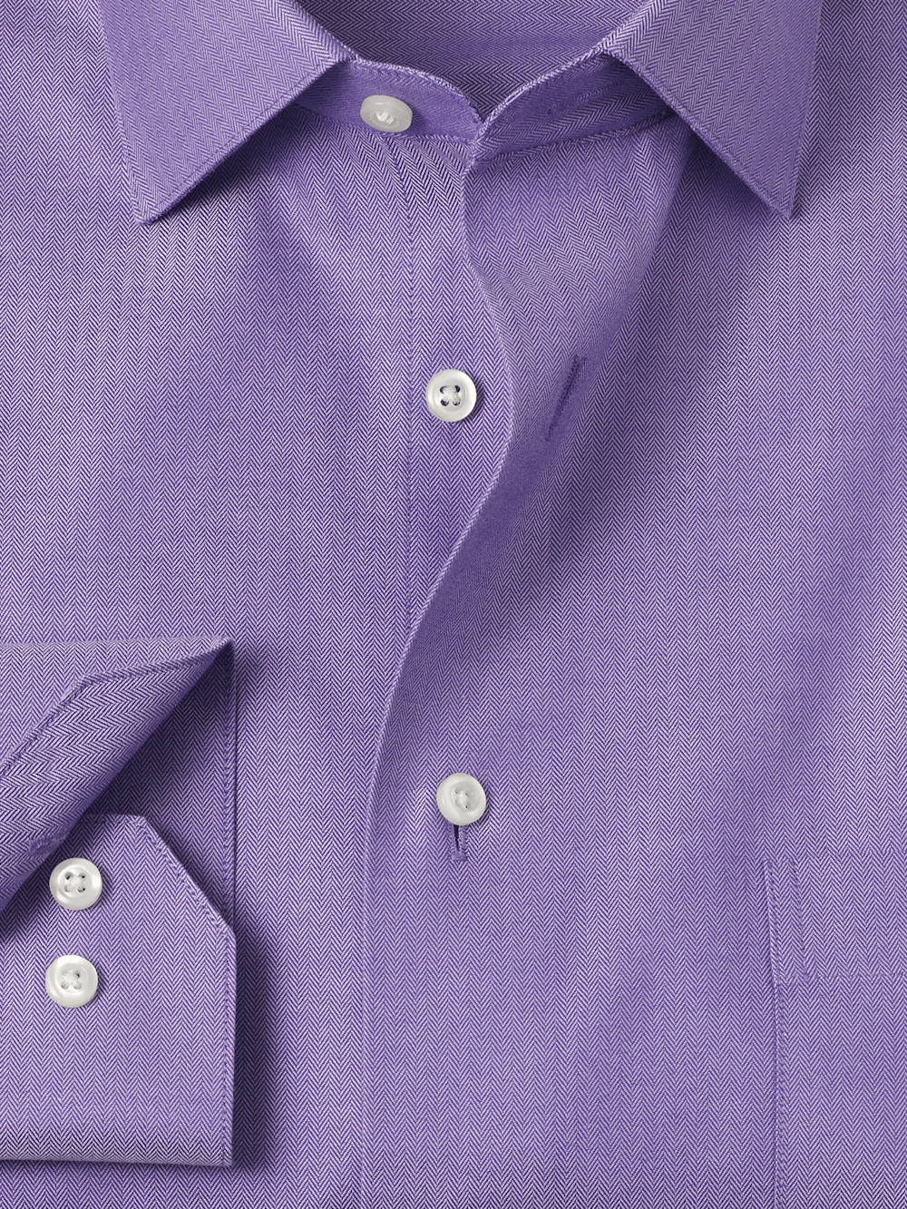Comfort Stretch Non-Iron Herringbone Dress Shirt - Purple - Image 6