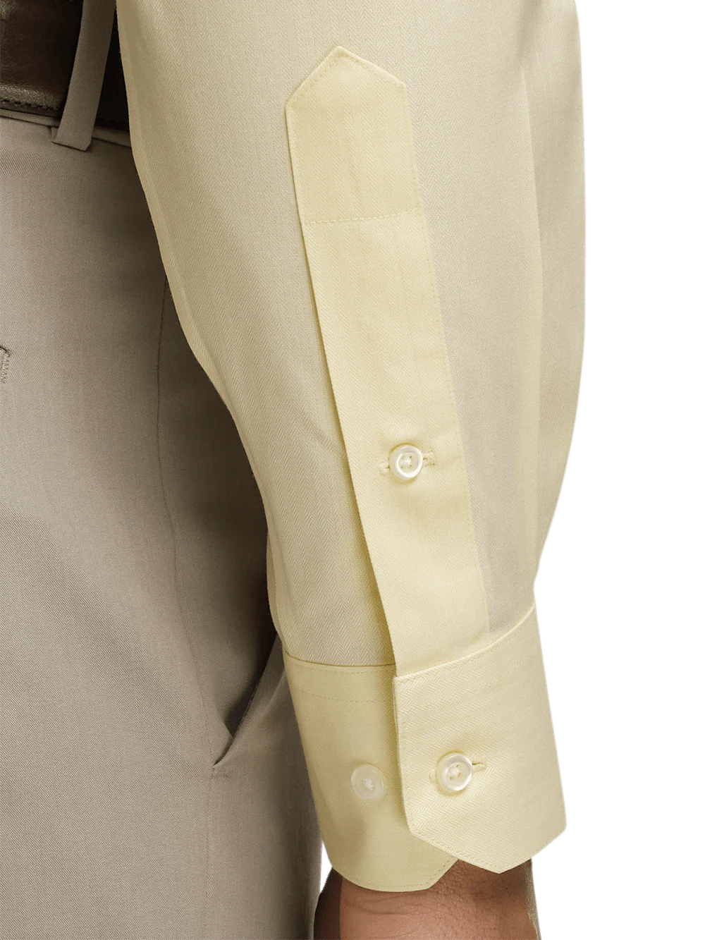 Comfort Stretch Non-Iron Herringbone Dress Shirt - Yellow - Image 4