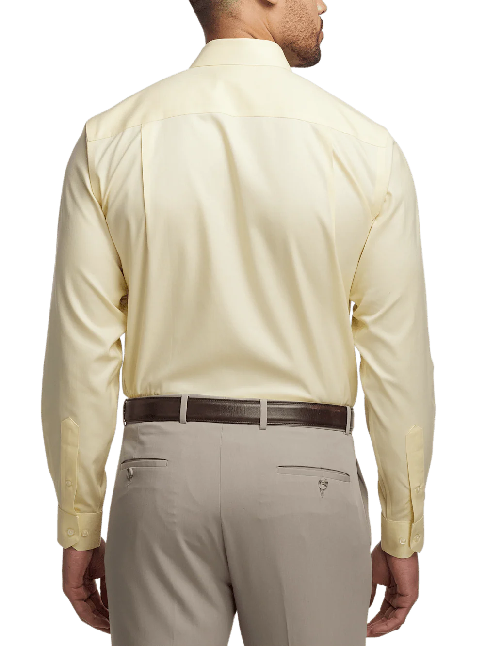 Comfort Stretch Non-Iron Herringbone Dress Shirt - Yellow - Image 5