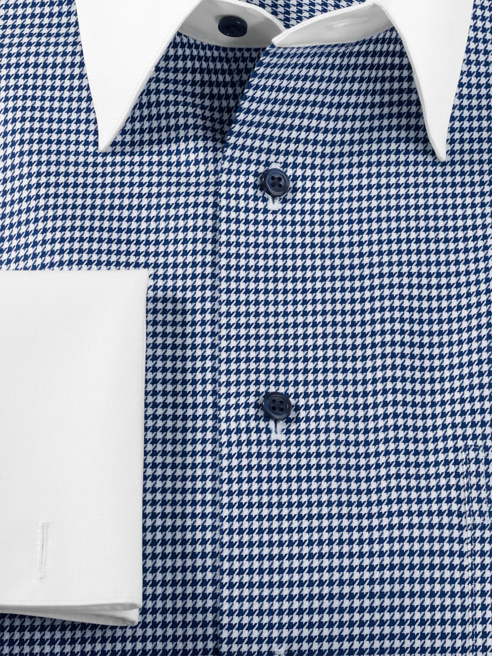 Comfort Stretch Non-Iron Houndstooth Dress Shirt - Blue - Image 6