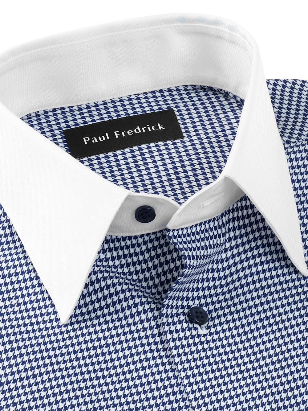 Comfort Stretch Non-Iron Houndstooth Dress Shirt - Blue - Image 7