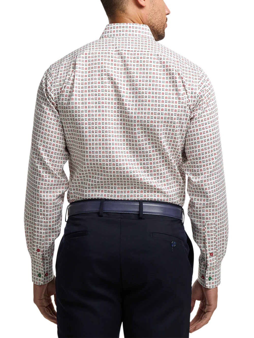 Comfort Stretch Non-Iron Novelty Dress Shirt With Contrast Trim - Red/green - Image 5