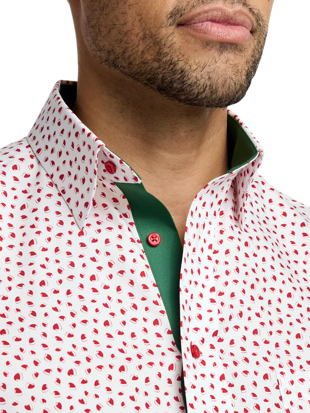 Comfort Stretch Non-Iron Novelty Dress Shirt With Contrast Trim - Red - Image 3