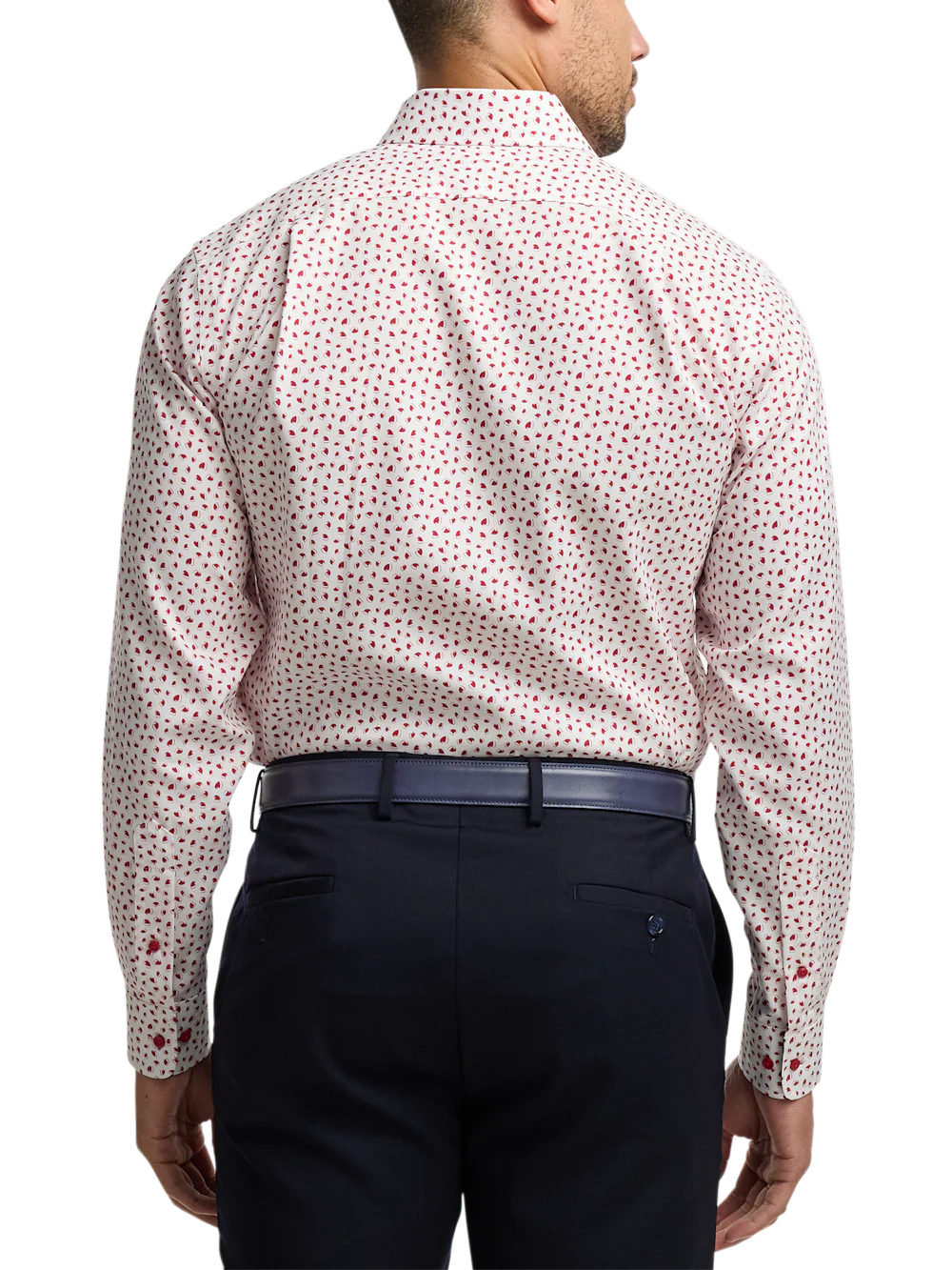 Comfort Stretch Non-Iron Novelty Dress Shirt With Contrast Trim - Red - Image 5