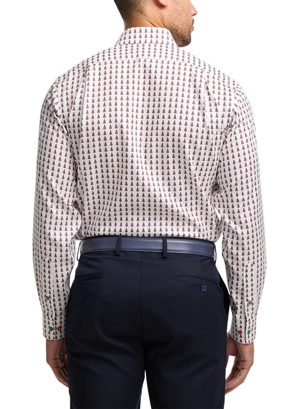 Comfort Stretch Non-Iron Novelty Dress Shirt With Contrast Trim - Red/green - Image 5