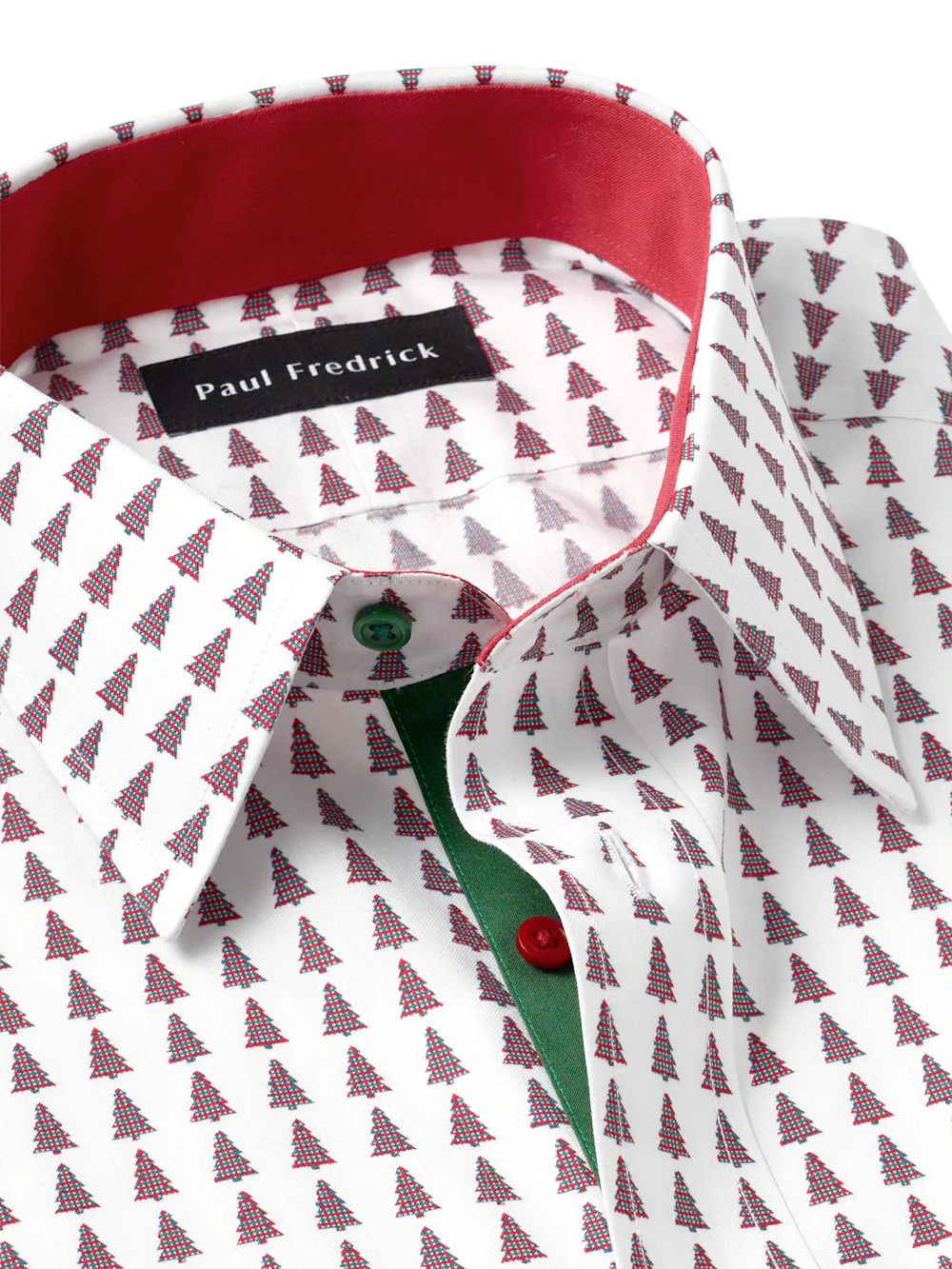 Comfort Stretch Non-Iron Novelty Dress Shirt With Contrast Trim - Red/green - Image 7