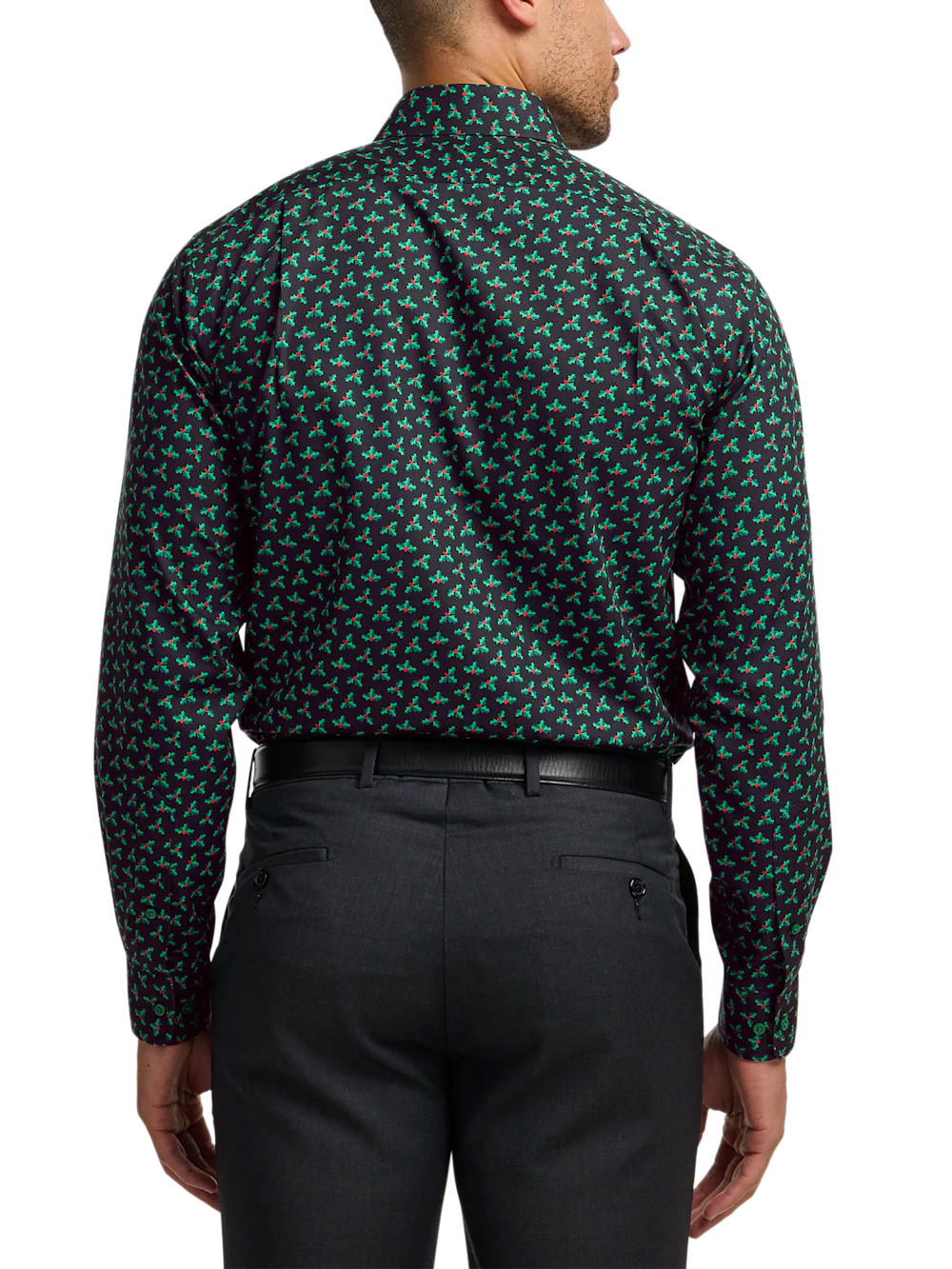 Comfort Stretch Non-Iron Novelty Dress Shirt With Contrast Trim - Black - Image 5