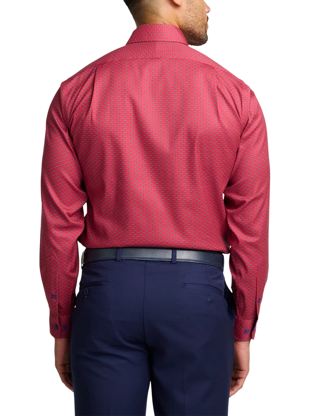 Comfort Stretch Non-Iron Novelty Dress Shirt With Contrast Trim - Red - Image 5