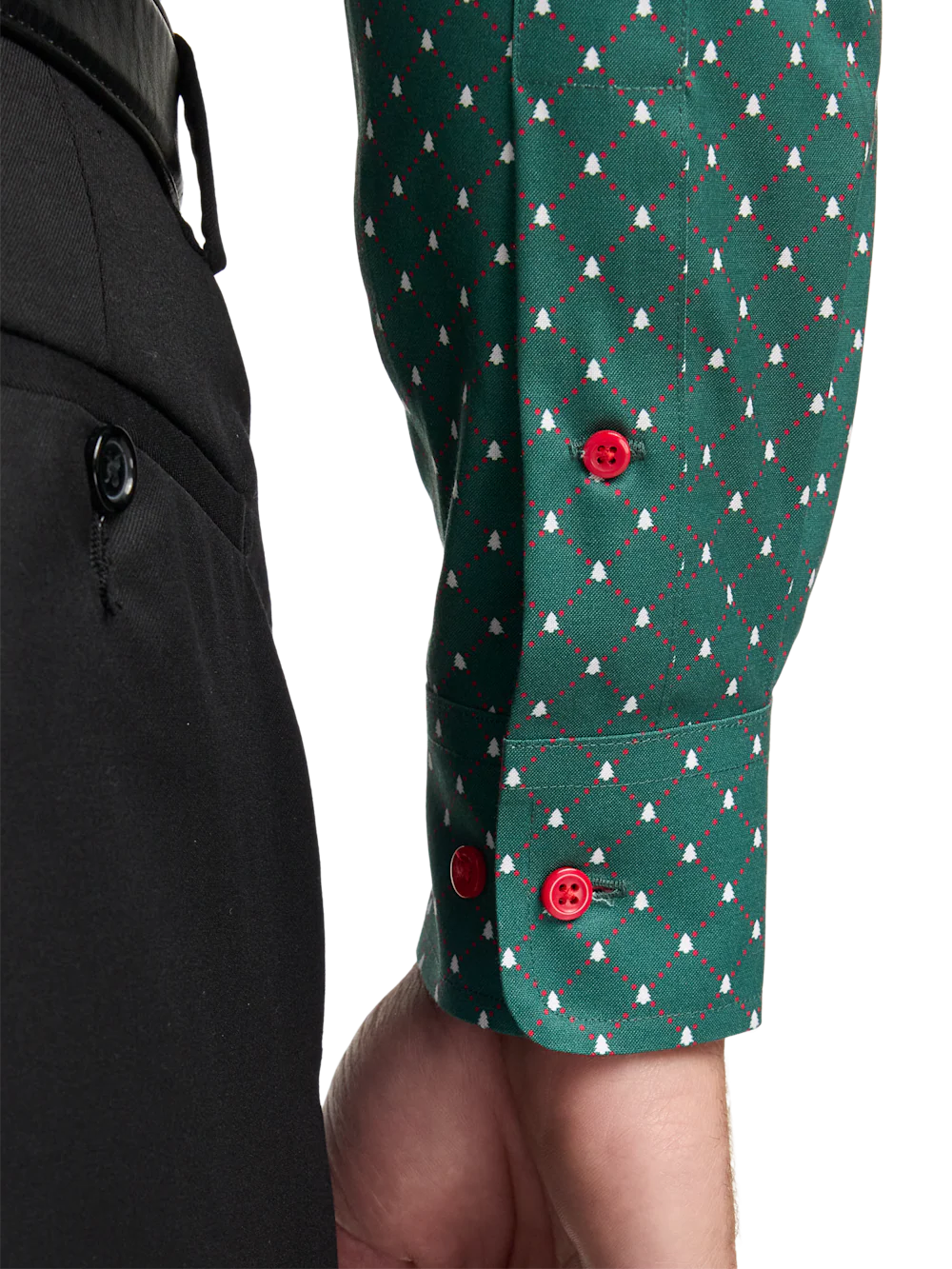 Comfort Stretch Non-Iron Novelty Dress Shirt With Contrast Trim - Green - Image 4