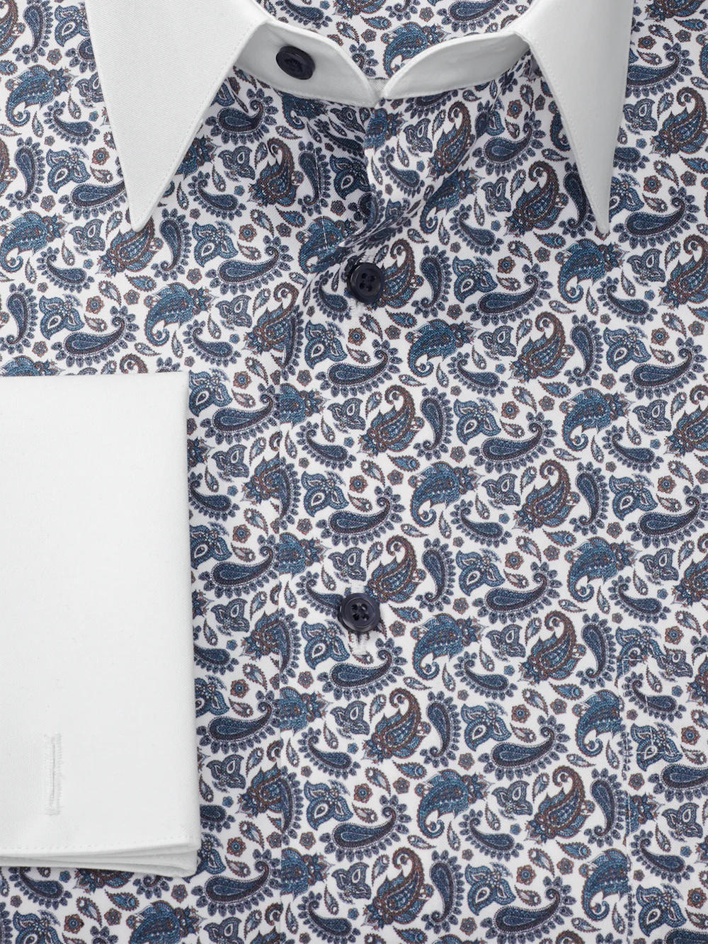 Comfort Stretch Non-Iron Paisley Dress Shirt - Blue/brown - Image 6