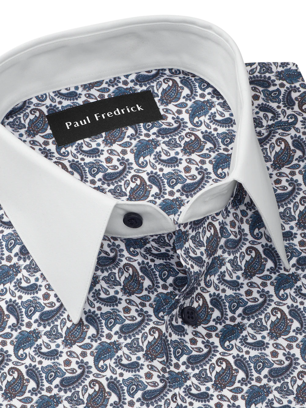Comfort Stretch Non-Iron Paisley Dress Shirt - Blue/brown - Image 7