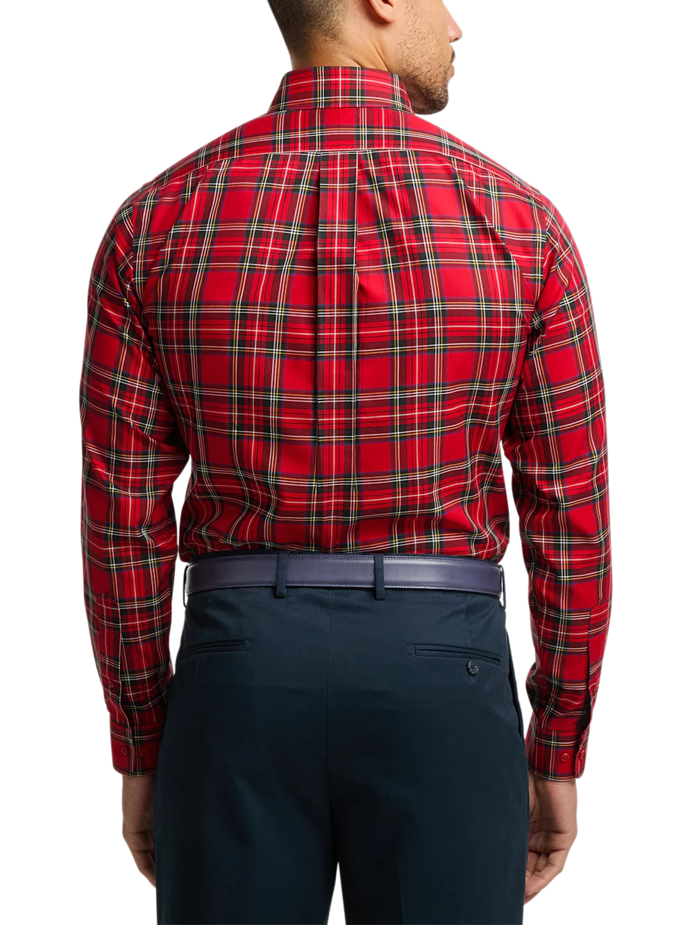 Comfort Stretch Non-Iron Plaid Dress Shirt - Red - Image 5