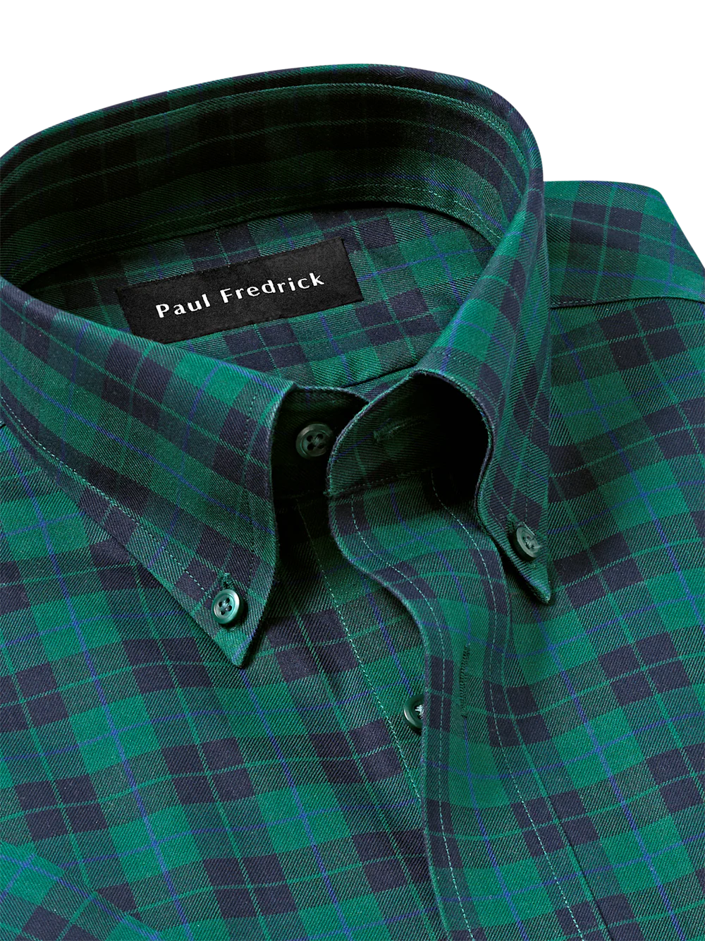 Comfort Stretch Non-Iron Plaid Dress Shirt - Navy/green - Image 7