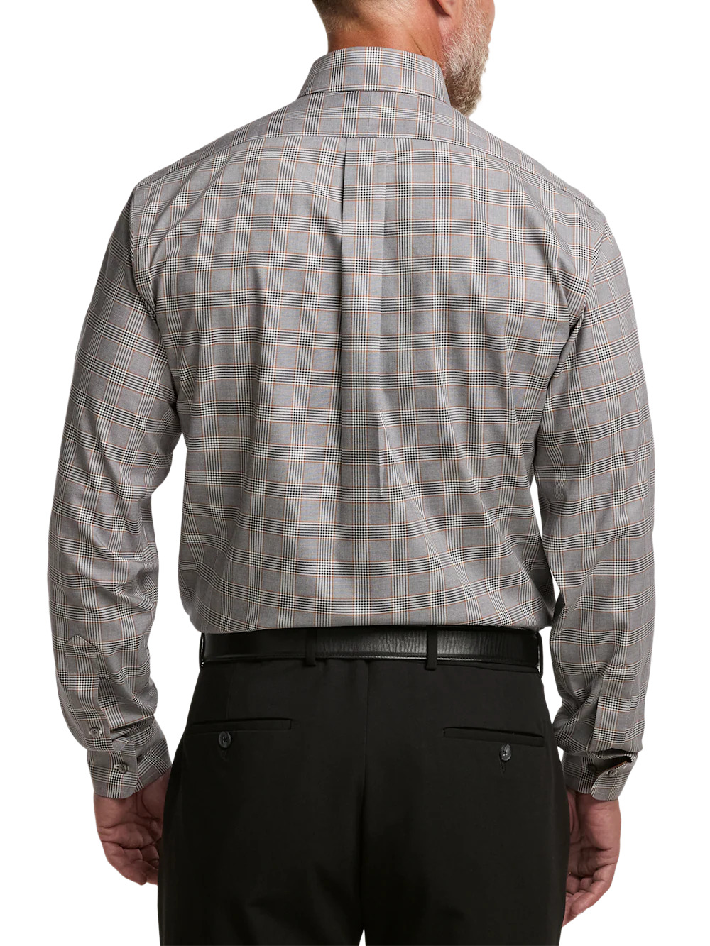 Comfort Stretch Non-Iron Plaid Dress Shirt With Contrast Trim - Black/rust - Image 5