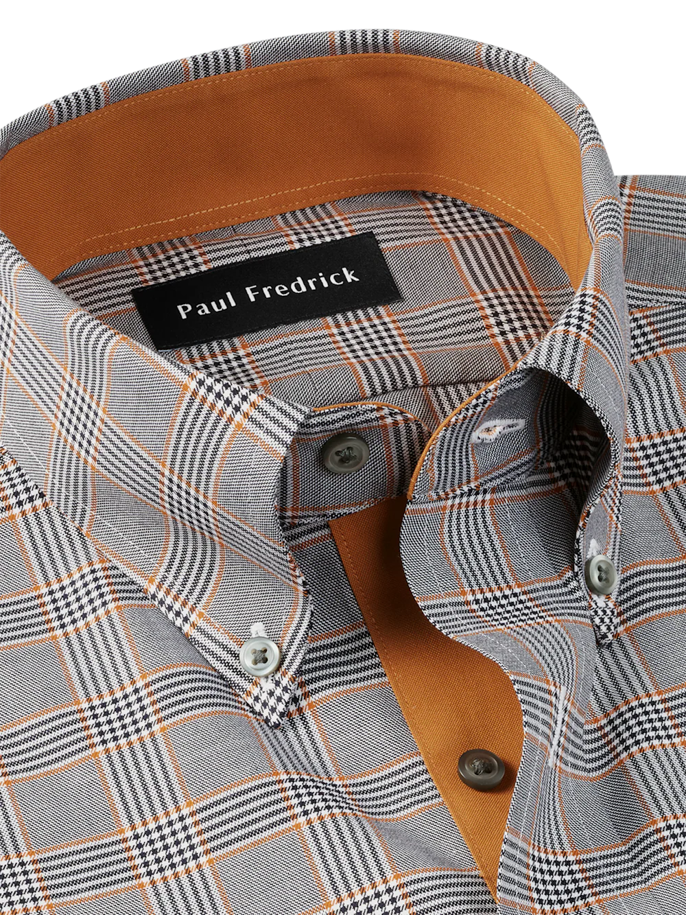 Comfort Stretch Non-Iron Plaid Dress Shirt With Contrast Trim - Black/rust - Image 7