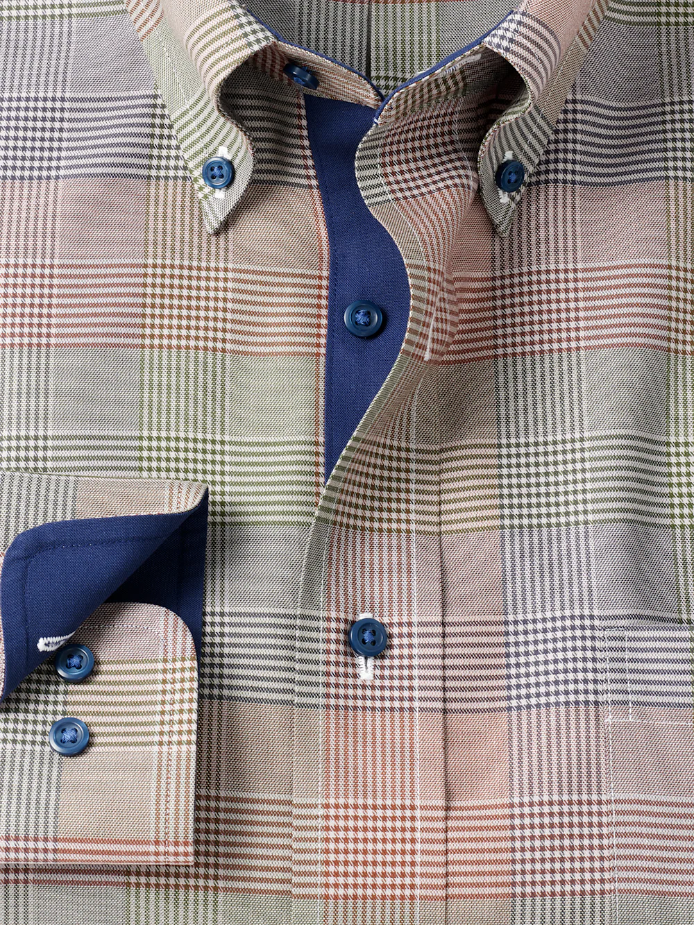 Comfort Stretch Non-Iron Plaid Dress Shirt With Contrast Trim - Multi - Image 6