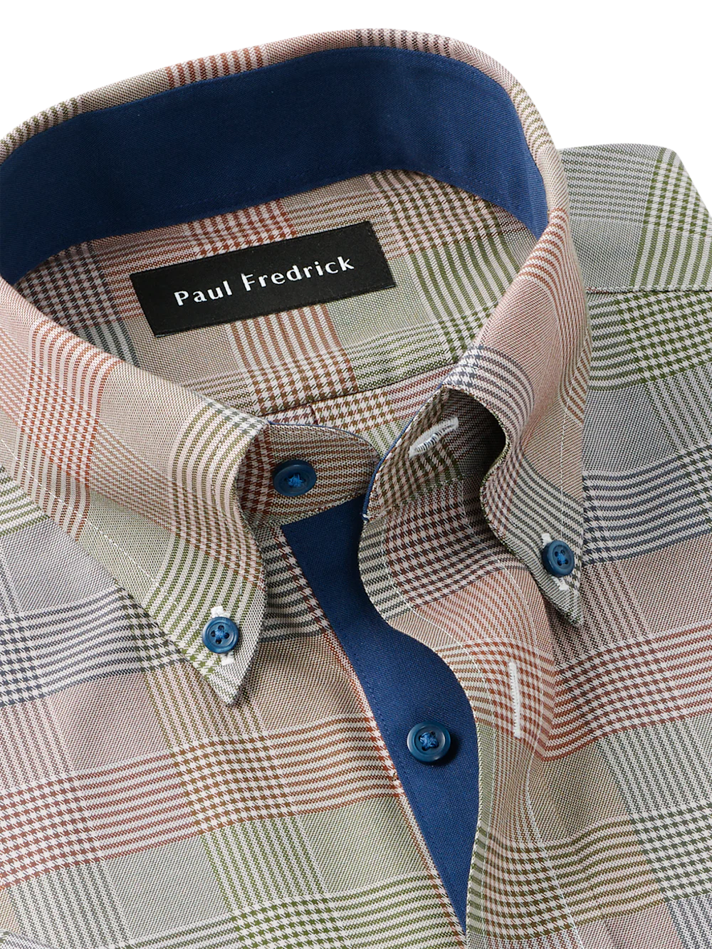 Comfort Stretch Non-Iron Plaid Dress Shirt With Contrast Trim - Multi - Image 7