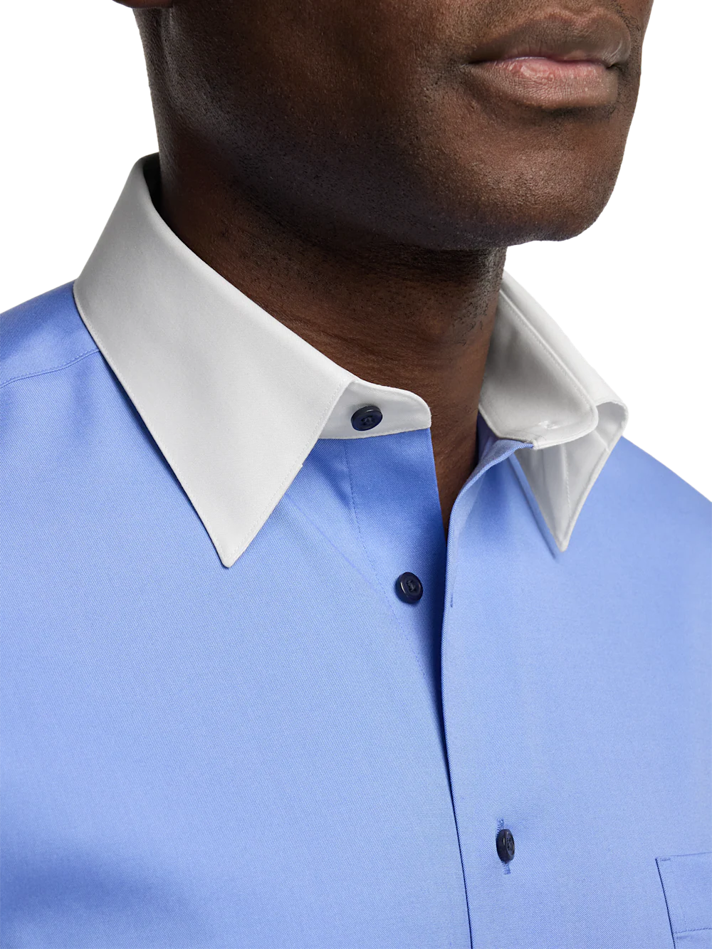 Comfort Stretch Non-Iron Solid Dress Shirt - French Blue - Image 3