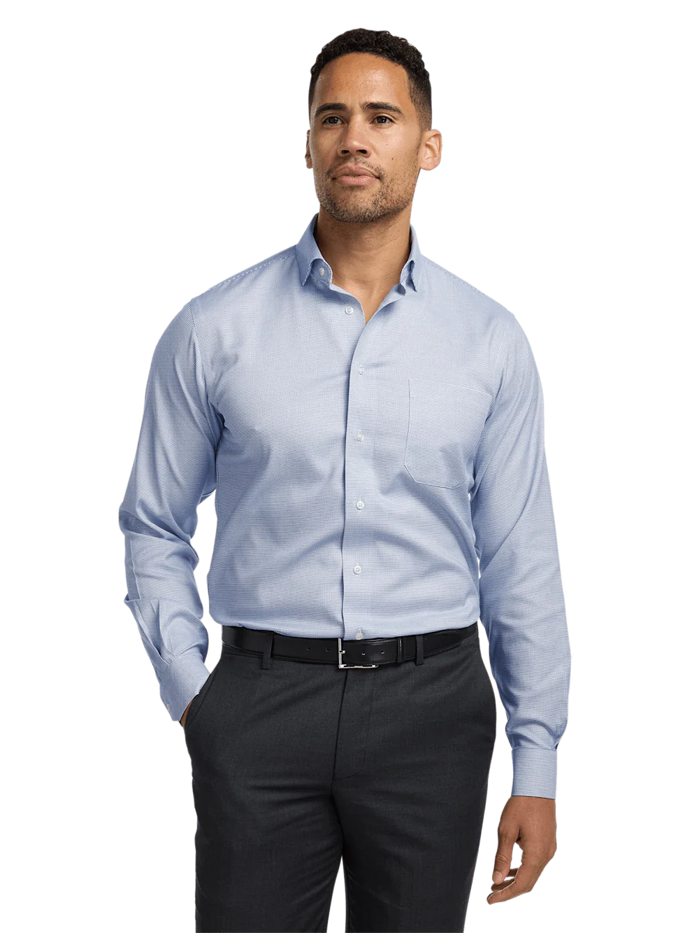 Comfort Stretch Non-Iron Solid Dress Shirt - Cobalt - Image 2