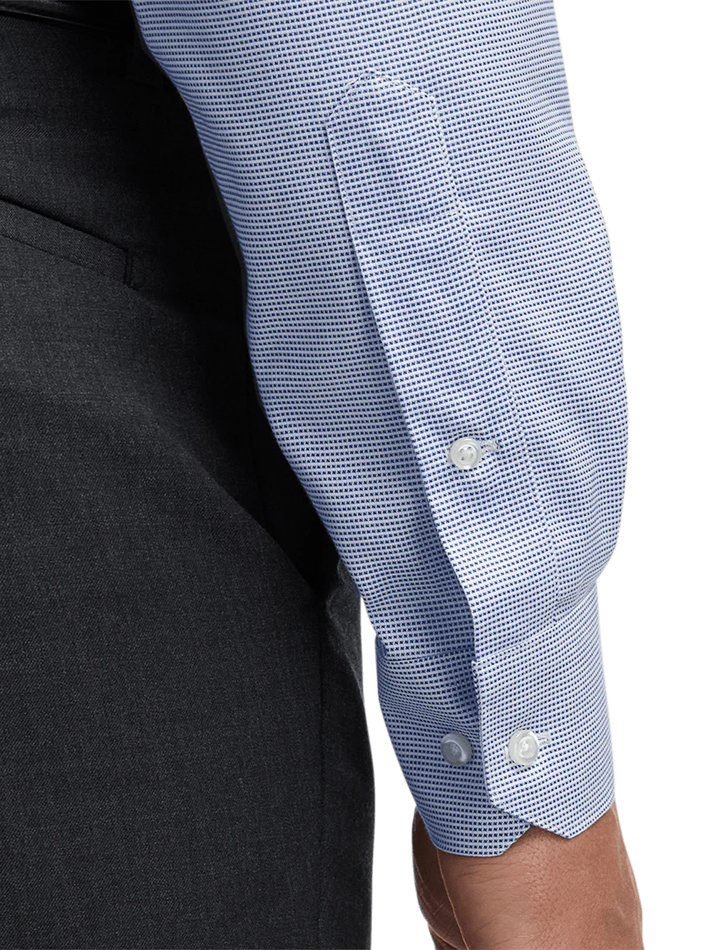 Comfort Stretch Non-Iron Solid Dress Shirt - Cobalt - Image 4