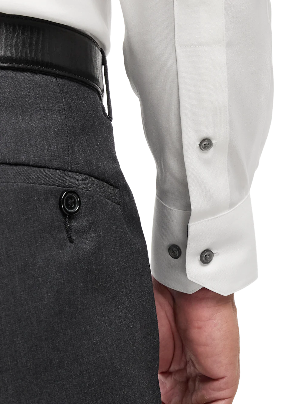 Comfort Stretch Non-Iron Solid Dress Shirt With Contrast Trim - White/purple - Image 4
