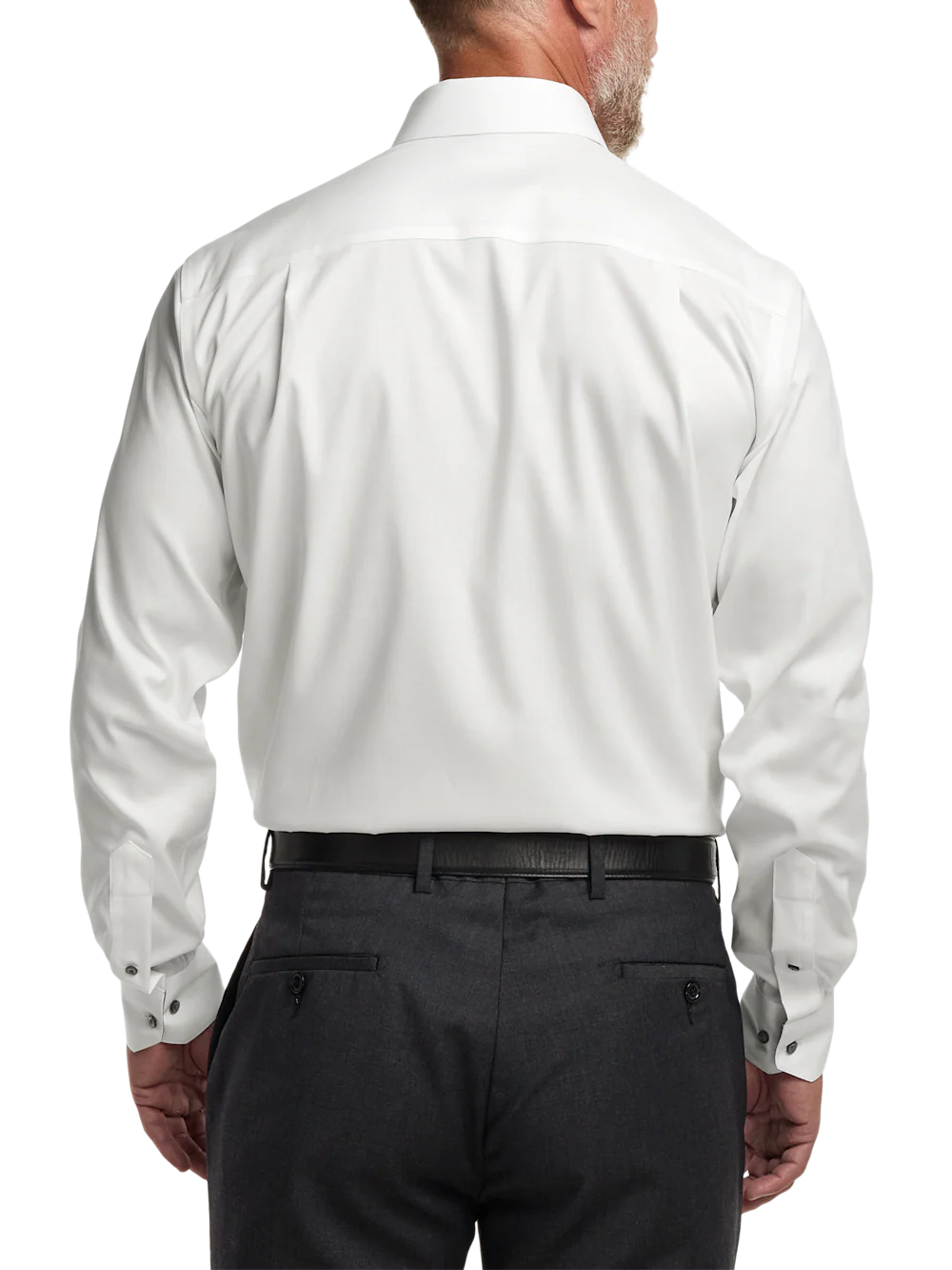 Comfort Stretch Non-Iron Solid Dress Shirt With Contrast Trim - White/purple - Image 5