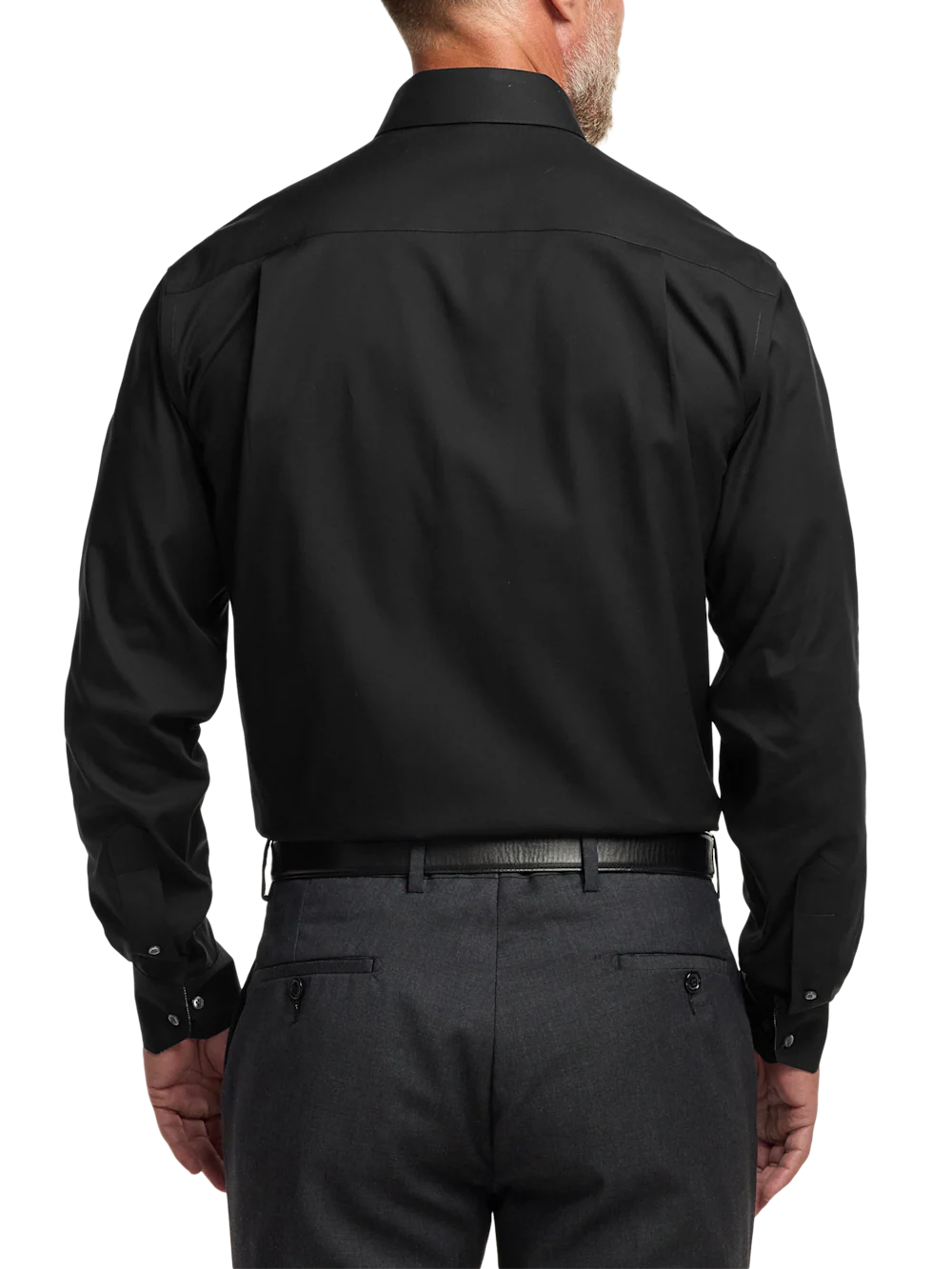Comfort Stretch Non-Iron Solid Dress Shirt With Contrast Trim - Black - Image 5
