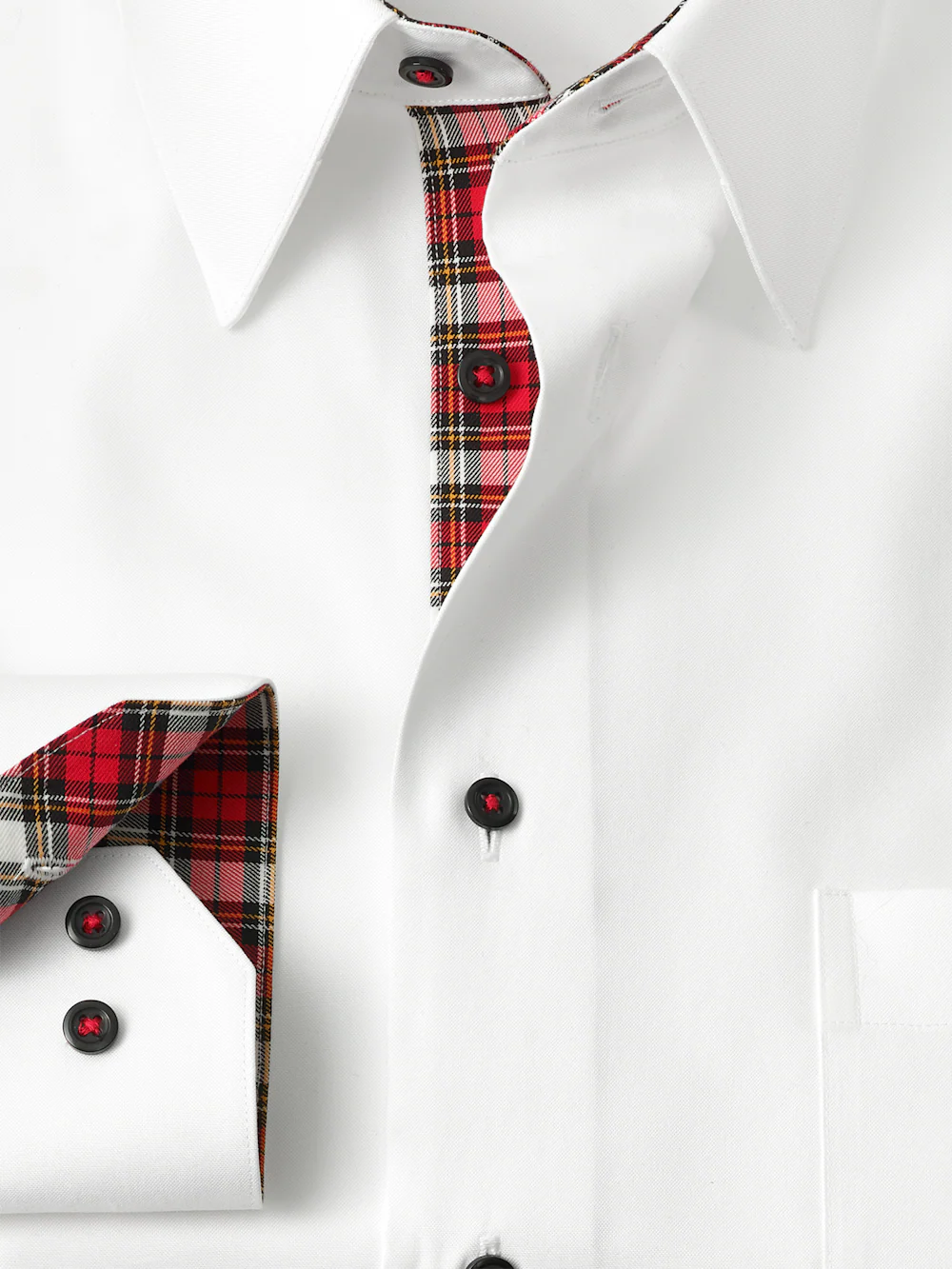 Comfort Stretch Non-Iron Solid Dress Shirt With Contrast Trim - White Multi - Image 6