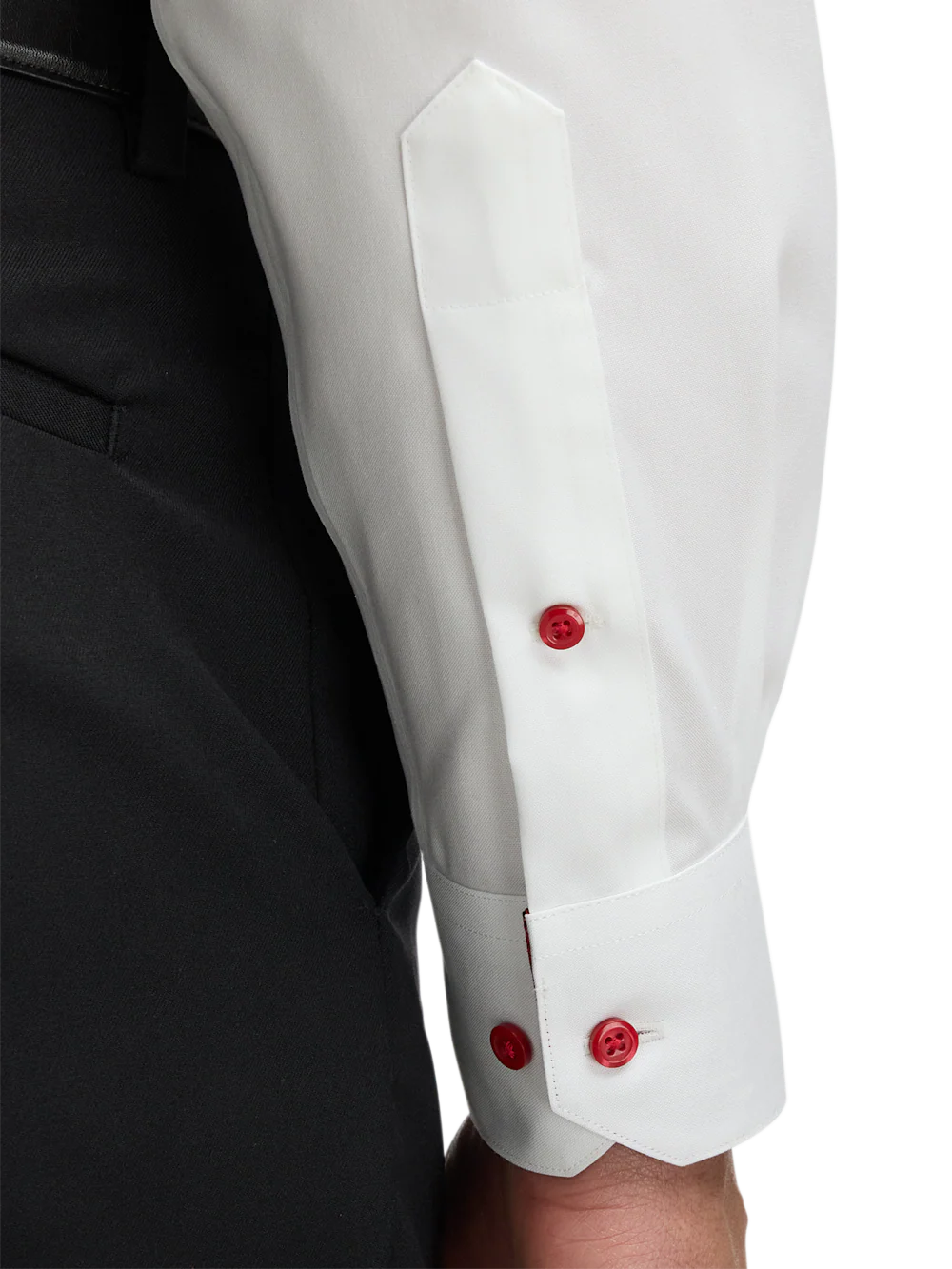 Comfort Stretch Non-Iron Solid Dress Shirt With Contrast Trim - White - Image 4