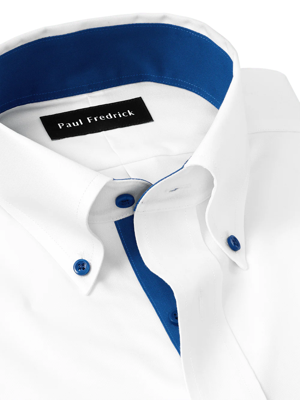 Comfort Stretch Non-Iron Solid Dress Shirt With Contrast Trim - White/cobalt - Image 7