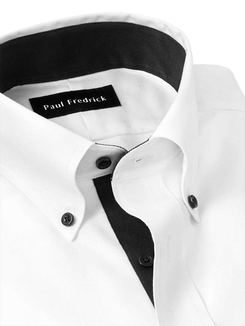 Comfort Stretch Non-Iron Solid Dress Shirt With Contrast Trim - White/black - Image 7