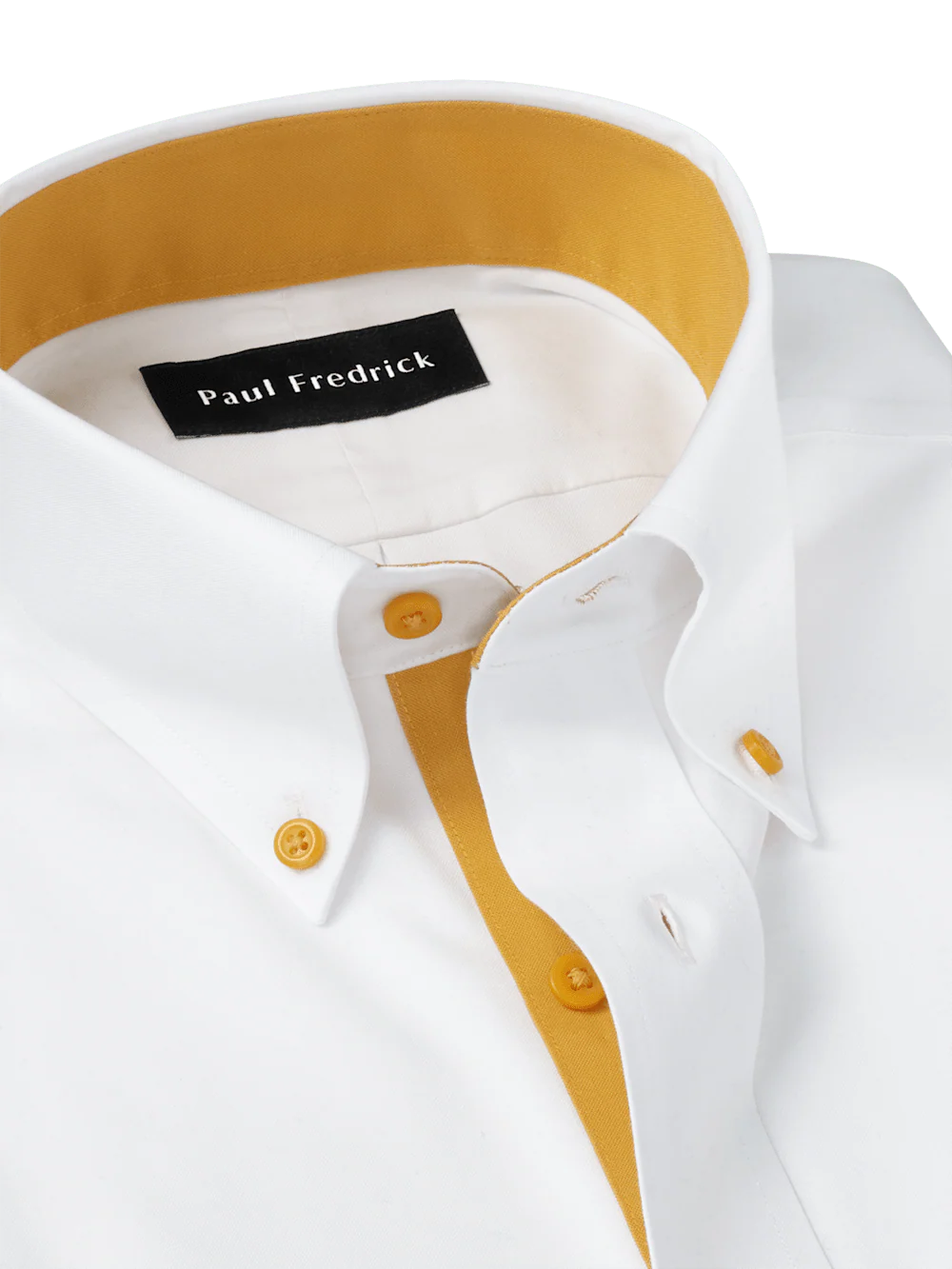 Comfort Stretch Non-Iron Solid Dress Shirt With Contrast Trim - White/gold - Image 7