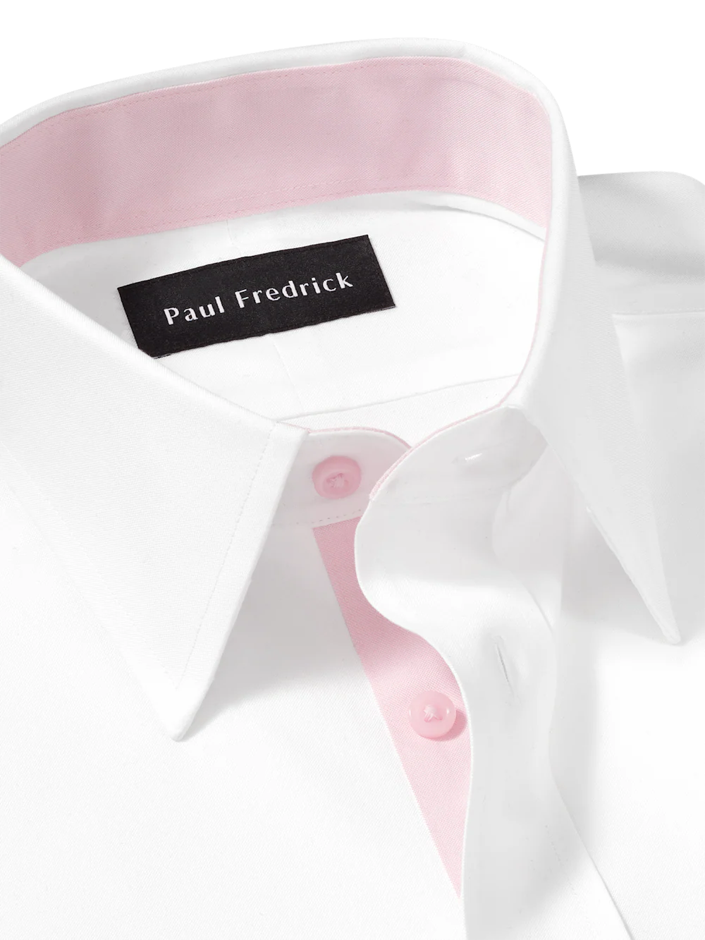 Comfort Stretch Non-Iron Solid Dress Shirt With Contrast Trim - White/pink - Image 7