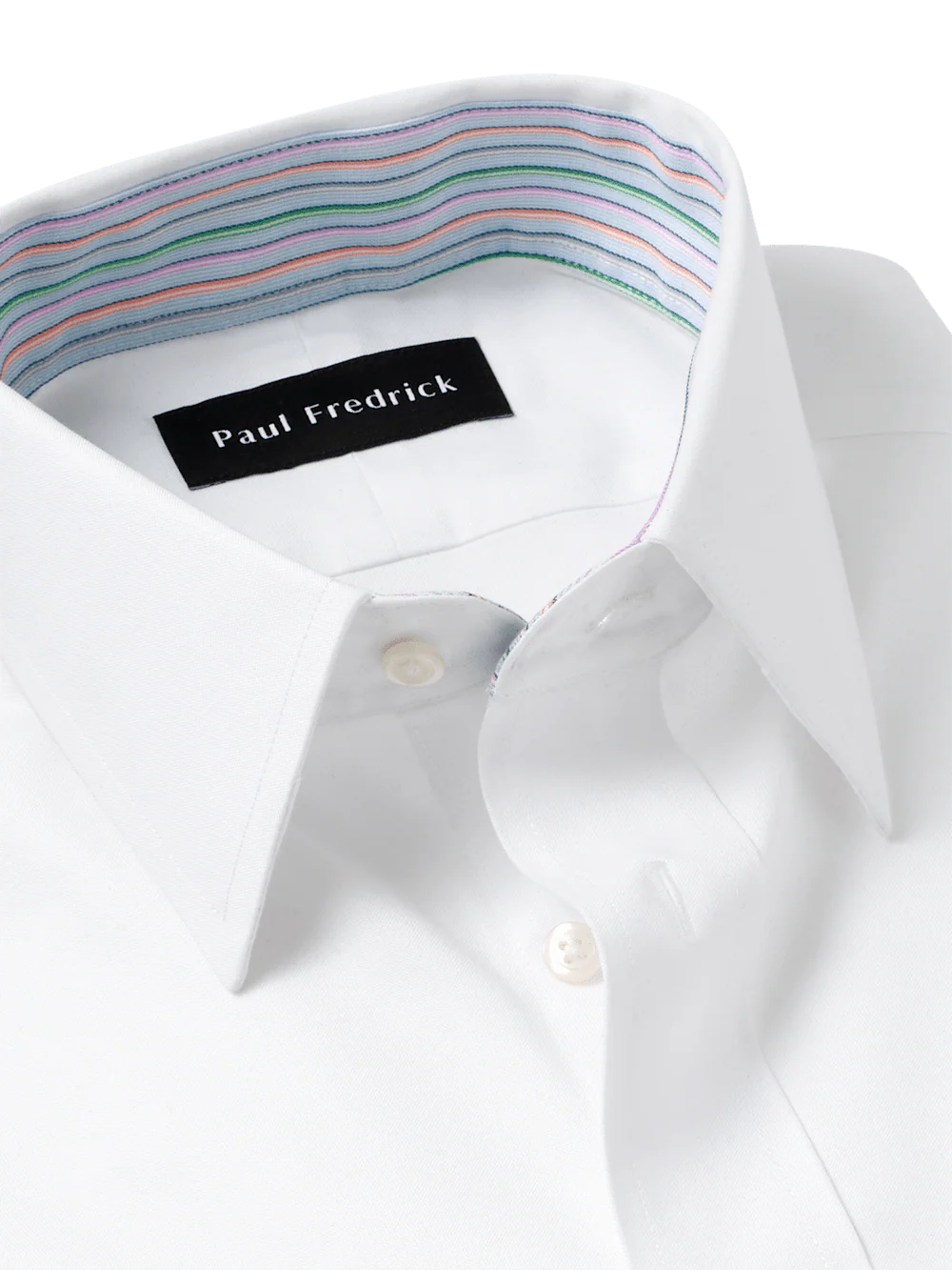 Comfort Stretch Non-Iron Solid Dress Shirt With Contrast Trim - White - Image 7