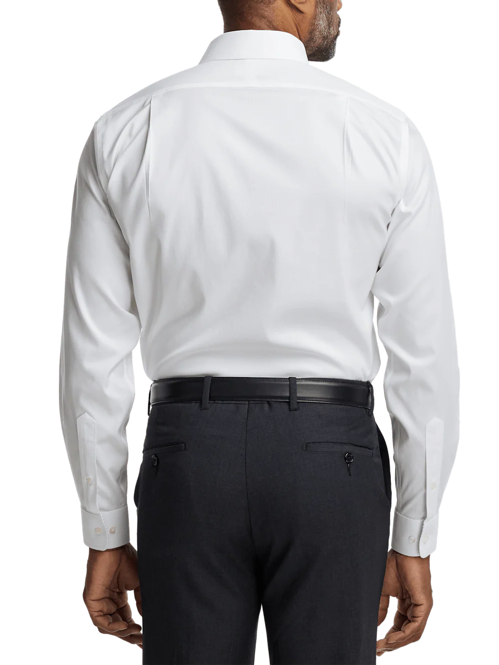 Comfort Stretch Non-Iron Solid Dress Shirt With Contrast Trim - White - Image 5