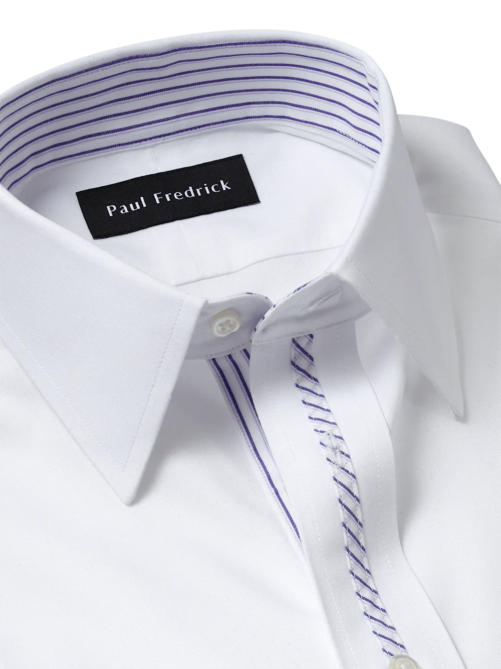 Comfort Stretch Non-Iron Solid Dress Shirt With Contrast Trim - White - Image 7