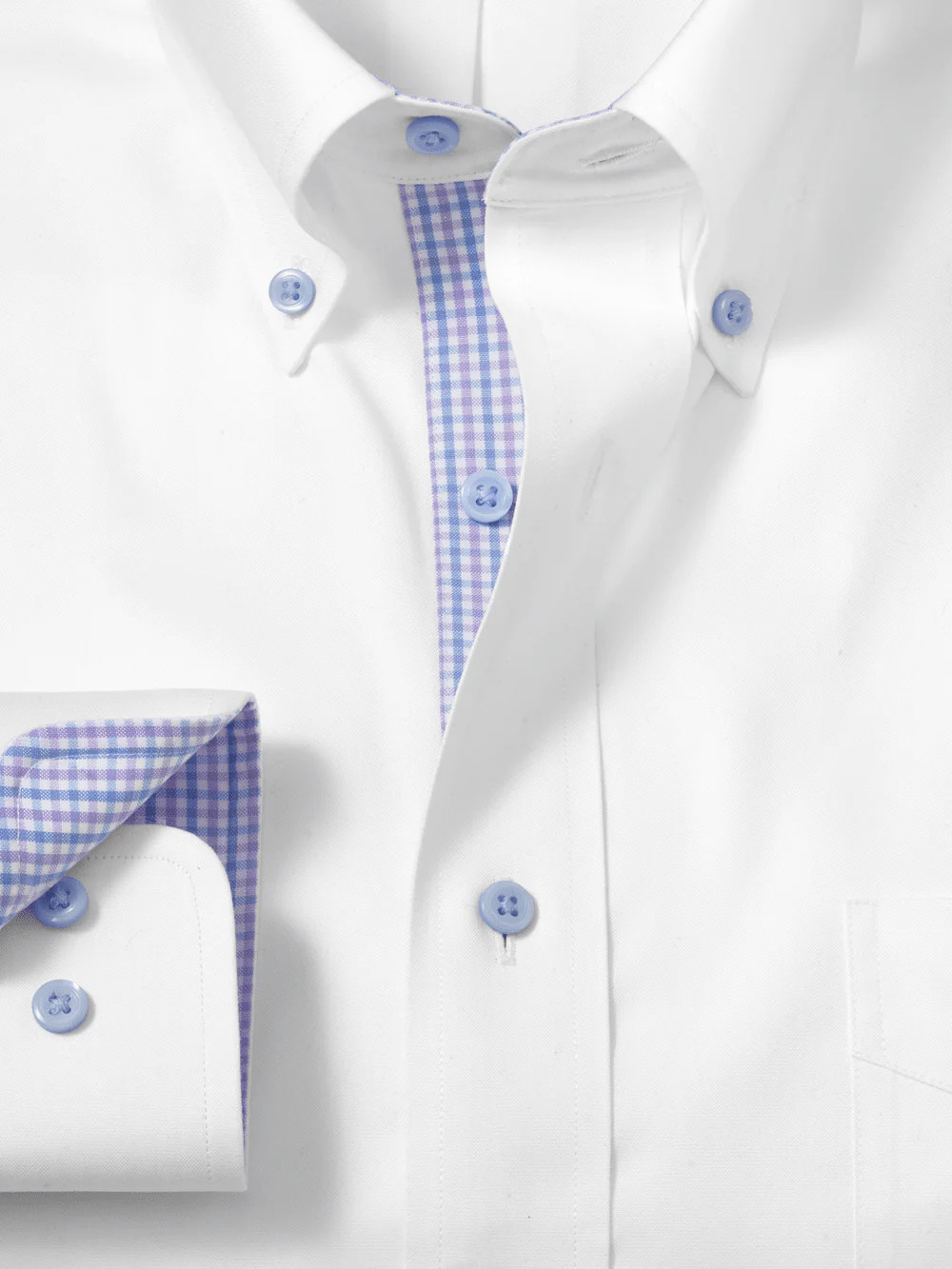 Comfort Stretch Non-Iron Solid Dress Shirt With Contrast Trim - White - Image 6
