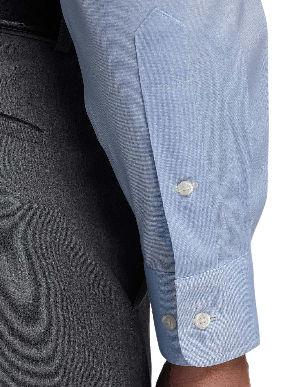 Comfort Stretch Non-Iron Solid Dress Shirt With Contrast Trim - Blue/yellow - Image 4