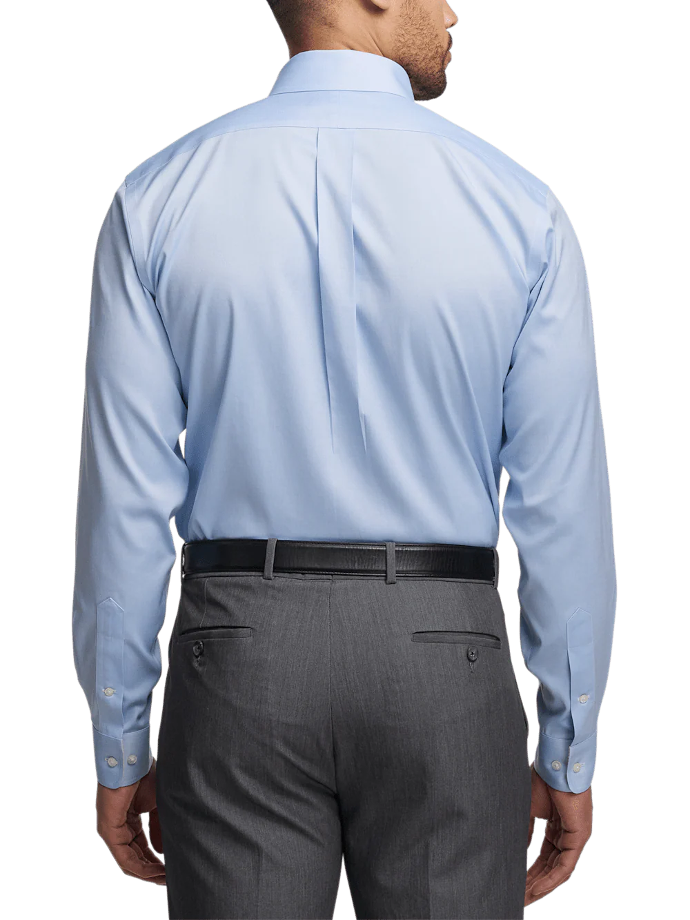 Comfort Stretch Non-Iron Solid Dress Shirt With Contrast Trim - Blue/yellow - Image 5