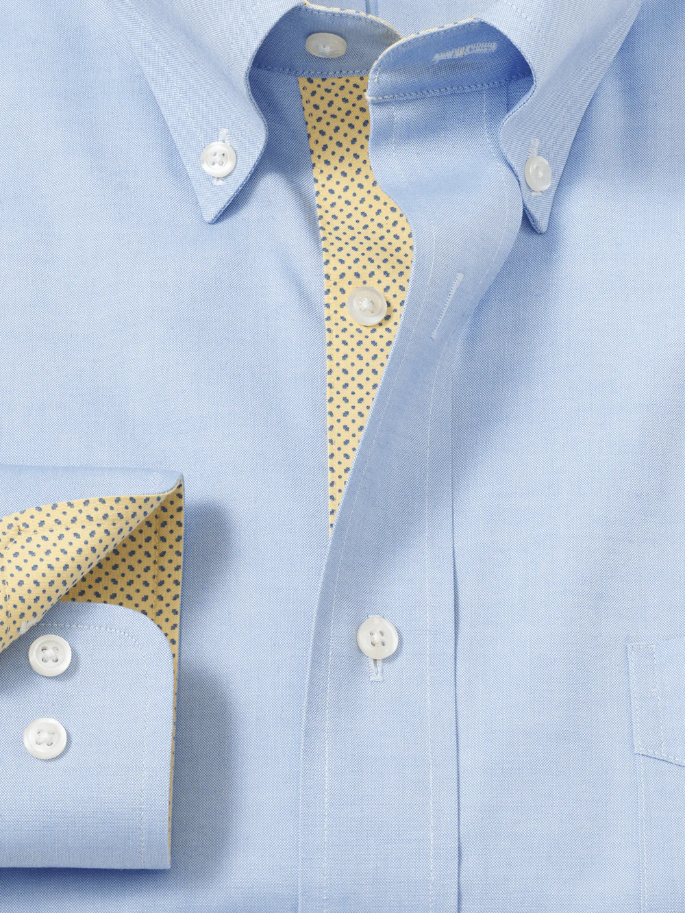 Comfort Stretch Non-Iron Solid Dress Shirt With Contrast Trim - Blue/yellow - Image 6