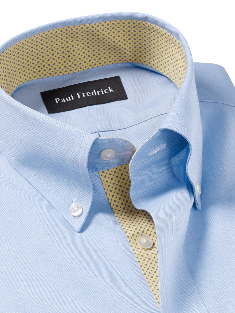 Comfort Stretch Non-Iron Solid Dress Shirt With Contrast Trim - Blue/yellow - Image 7