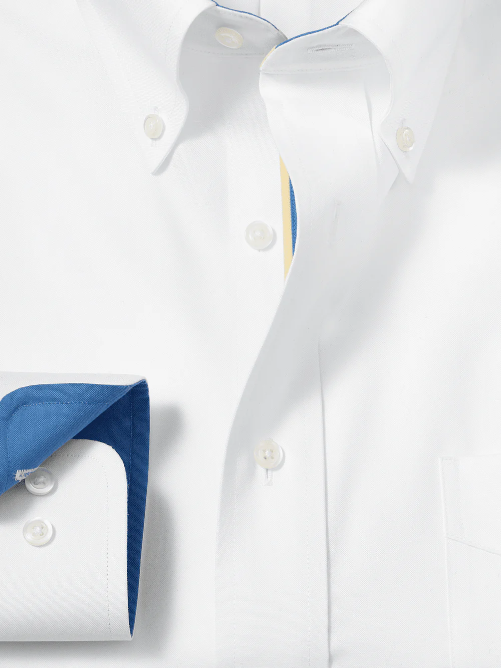 Comfort Stretch Non-Iron Solid Dress Shirt With Contrast Trim - White - Image 6