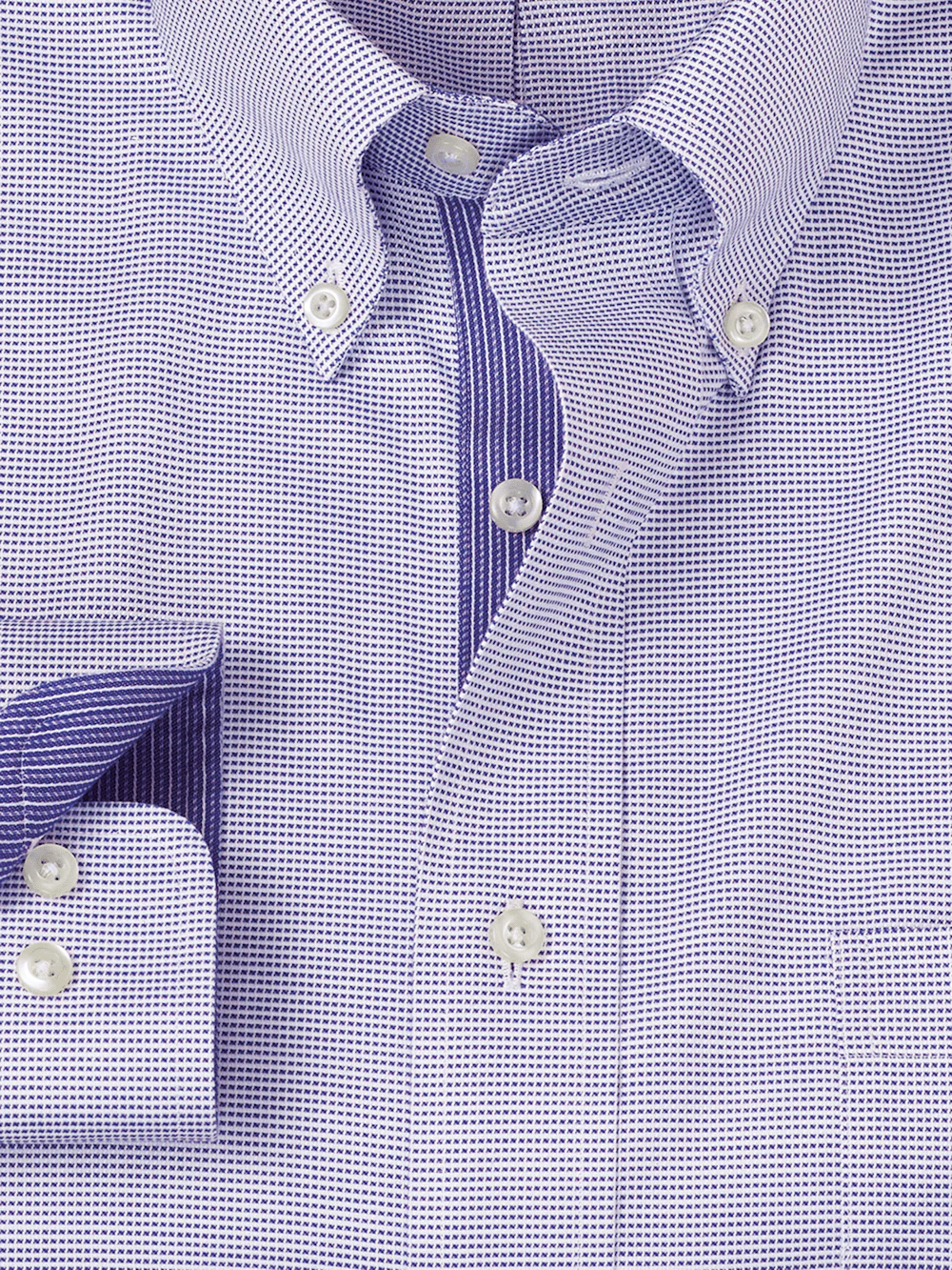 Comfort Stretch Non-Iron Solid Dress Shirt With Contrast Trim - Purple - Image 6
