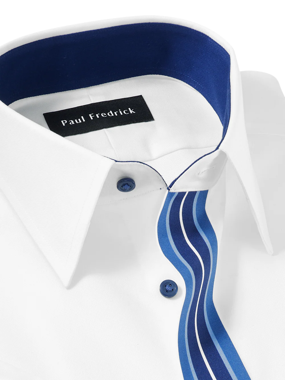 Comfort Stretch Non-Iron Solid Dress Shirt With Contrast Trim - White - Image 7