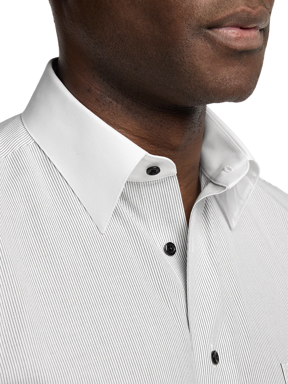 Comfort Stretch Non-Iron Stripe Dress Shirt - Black/white - Image 3