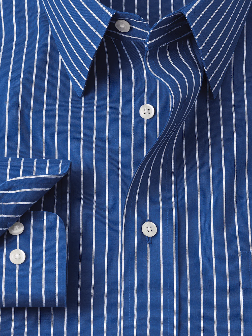 Comfort Stretch Non-Iron Stripe Dress Shirt - Cobalt - Image 6